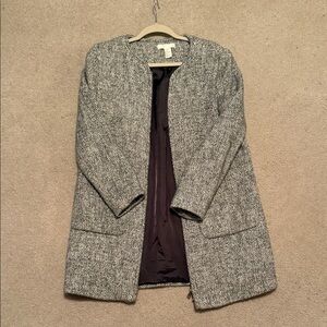 Women's Gray Herringbone Coat - H&M size 14